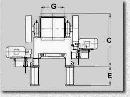 Swinging fine Roller Mill type LB 1010-1212 - dimensions