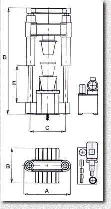 Press for boxes type PC - dimensions